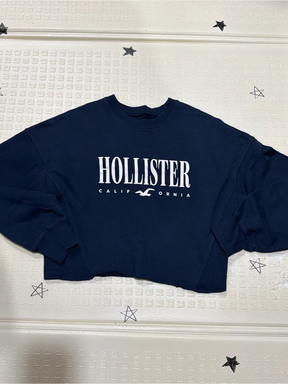 Hollister Navy Crewneck Sweatshirt with White Logo
